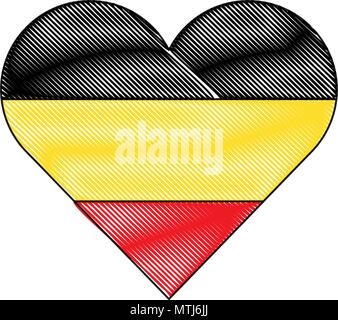 german flag in heart shape over white background, vector illustration Stock Vector
