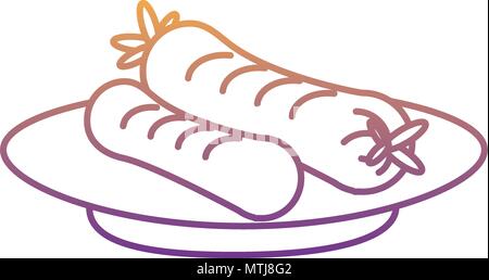 dish with german sausages icon over white background, vector illustration Stock Vector