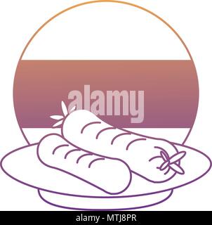 german flag and dish with sausages over white background, vector illustration Stock Vector