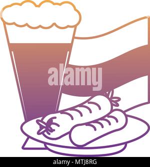 german beer and sausages over white background, vector illustration Stock Vector