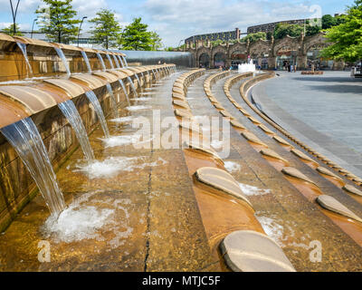 Water featue near the railway station in Sheaf Square Sheffield South Yorkshire England Stock Photo