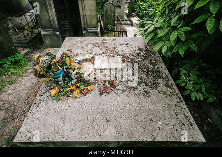 French composers grave Gustave Charpentier at Pere Lachaise Cemetery, Paris, France Stock Photo