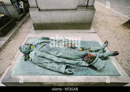 Victor Noir grave at Pere Lachaise Cemetery, Paris, France Stock Photo