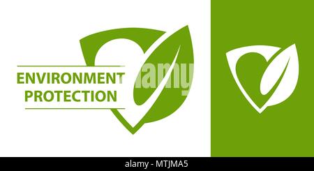 Eco logo. Shield with leaf  Stock Vector