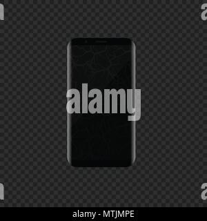 Black Smartphone with broken display. Vector illustration Stock Vector
