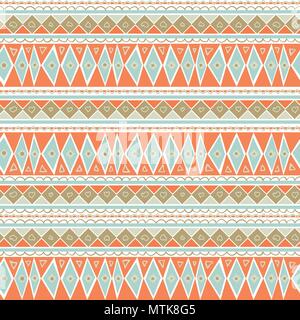Pastel Mint and Coral Geometric Seamless Pattern. Soft Color Background. Peach blue geometric pattern with hand-drawn elements Stock Vector