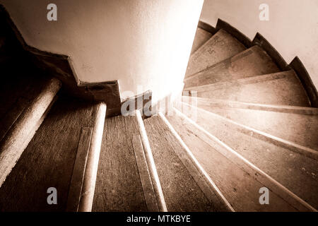 Spiral staircase in black and white. Stock Photo