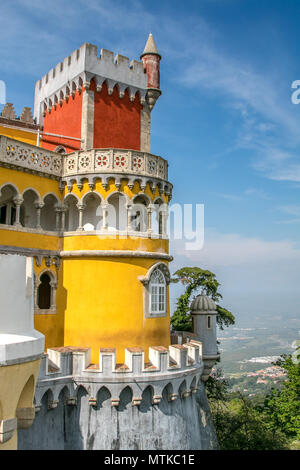 Colorful 19th century Pena Palace in Sintra, Portugal. Stock Photo