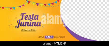 Festa Junina festival social media cover vector template design Stock Vector