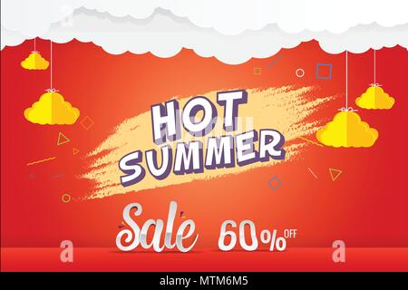 hot summer 60% sale discount vector template design Stock Vector