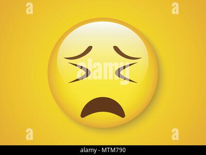 Image Details INH_18984_61368 - Cartoon face vector scared or upset emoji  with open toothy mouth and eyes looking up. Funny facial expression,  negative shocked feelings, character frightened emotion isolated on white  background.