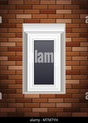 Windows on a brick wall. Stock Vector