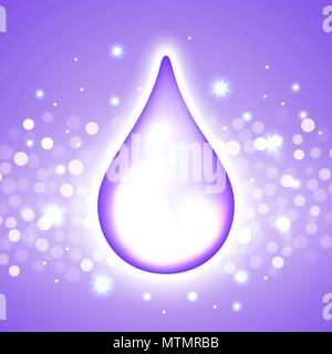 Vector water drop on the boken lights blue violet background Stock Vector