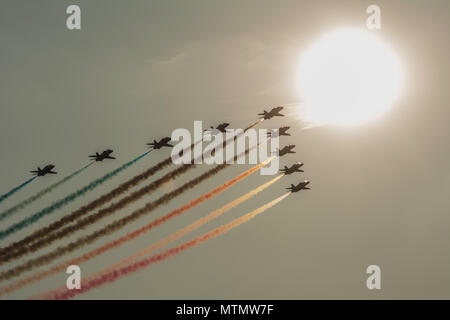 Airplanes doing stunts at an airshow. Stock Photo