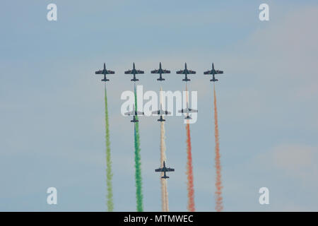 Airplanes doing stunts at an airshow. Stock Photo