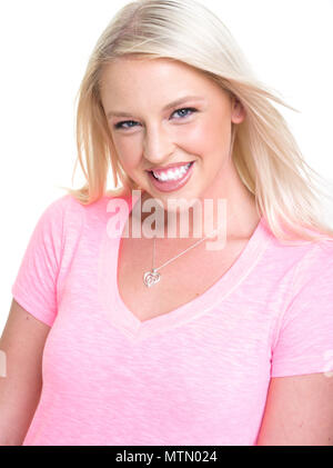Happy smiling young woman with blonde hair Stock Photo