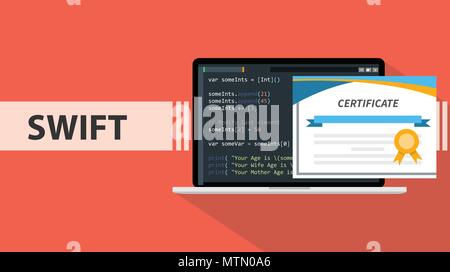 swift programming online learning certification school vector graphic illustration Stock Vector