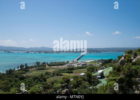 Kouri Island Bridge, viewed from the Kouri Island Tower. Okinawa, Japan Stock Photo