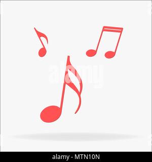 music, note icon. Red music note set web icons Stock Vector
