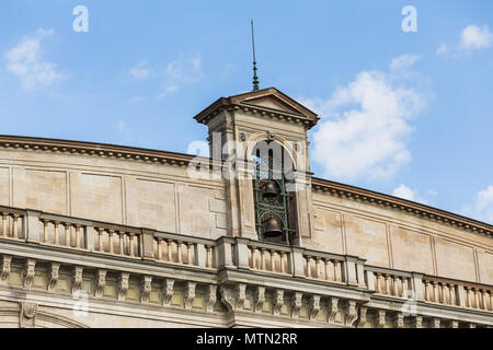 Upper part of the facade of the Zurich main railway station building, view from Bahnhofquai quay. Stock Photo
