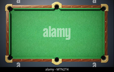 3D illustration billiard table, top view isolated white background ...