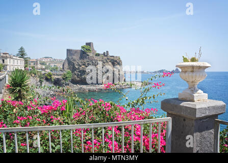 Norman castle in Aci Castello village Sicily, Italy Stock Photo