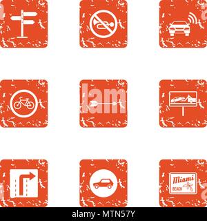 Undergo icons set, grunge style Stock Vector