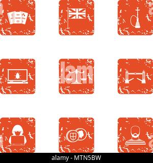 Making money icons set, grunge style Stock Vector