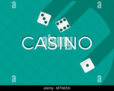 Casino dice, flat cubes with a shadow on a green table, top view. Vector illustration Stock Vector