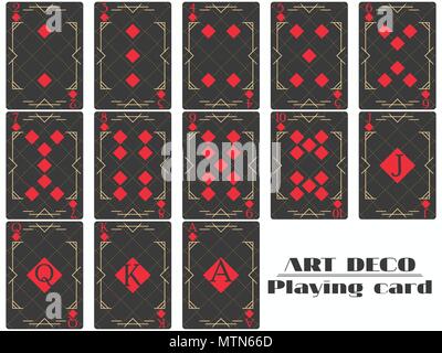 Playing cards diamond suit. Poker cards original design art deco style. Vector illustration Stock Vector