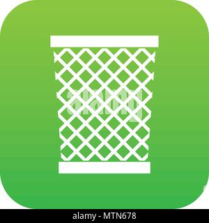 Wastepaper basket icon digital green Stock Vector