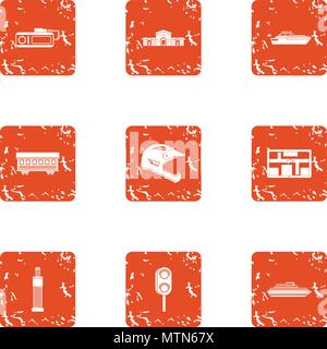 Special hardware icons set, grunge style Stock Vector