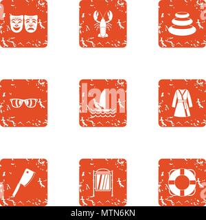 Affectation icons set, grunge style Stock Vector