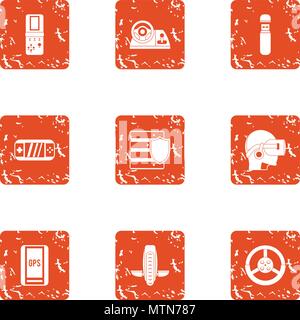 Transistor icons set, grunge style Stock Vector