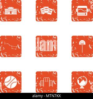 Class icons set, grunge style Stock Vector