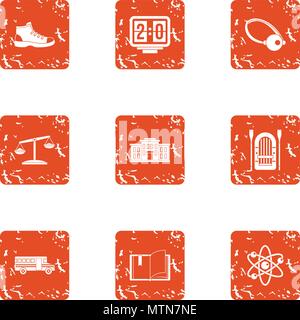 Chemical sport icons set, grunge style Stock Vector