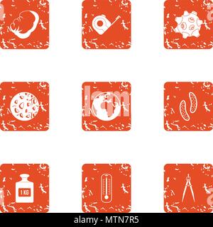 Gravity icons set, grunge style Stock Vector
