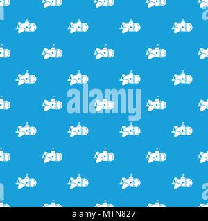 Submarine with round nose pattern vector seamless blue