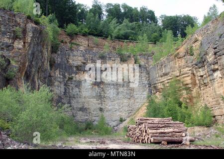 Abandoned Stone Quarry Altmühltal near Solnhofen Bavaria Germany Europe Stock Photo