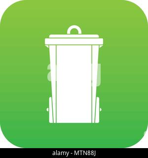 Garbage bin icon digital green Stock Vector