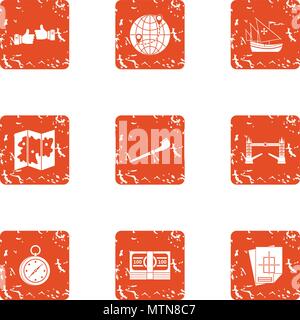 Raise build icons set, grunge style Stock Vector