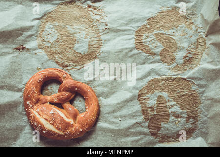 Rustic Look Pretzels From the Oven on Baking Sheet Stock Photo
