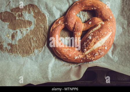 Rustic Look Pretzels From the Oven on Baking Sheet Stock Photo