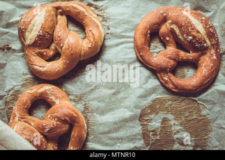 Rustic Look Pretzels From the Oven on Baking Sheet Stock Photo