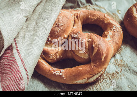 Rustic Look Pretzels From the Oven on Baking Sheet Stock Photo