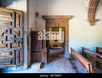 Confession and prayer room in an old Jesuit mission deep in Baja Sur, Mexico. Stock Photo