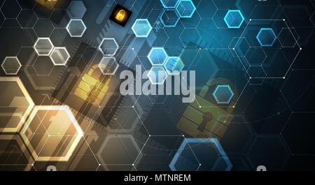 Technology security concept. Modern safety digital background. Protection system Stock Vector