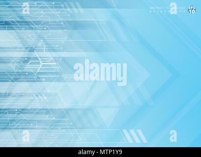 Abstract technology geometric corporate arrows with circuit board blue background. Vector illustration Stock Vector