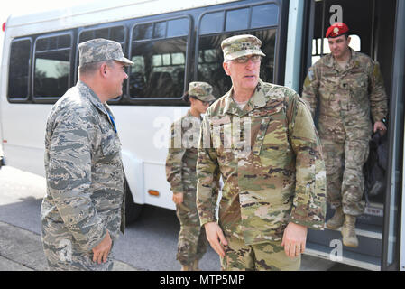 Maj. Gen. Scott Vander Hamm, assistant deputy chief of staff of operations, head quarters Air Force, visits Air Force Special Operations Command, Hurlburt Field, Fla., Jan. 18, 2017. Vander Hamm met with AFSOC key personnel during a visit to orient himself with AFSOC. (U.S. Air Force photo by Senior Airman Jeff Parkinson/ Not Released) Stock Photo