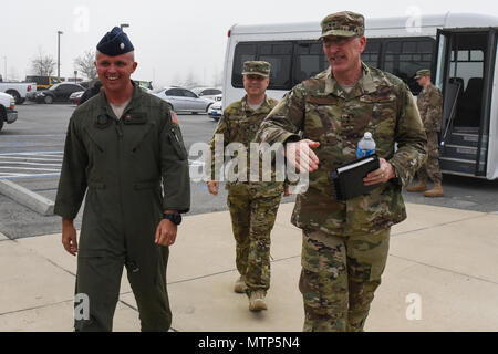 Maj. Gen. Scott Vander Hamm, assistant deputy chief of staff of operations, head quarters Air Force, visits Air Force Special Operations Command, Hurlburt Field, Fla., Jan. 18, 2017. Vander Hamm met with AFSOC key personnel during a visit to orient himself with AFSOC. (U.S. Air Force photo by Senior Airman Jeff Parkinson/ Not Released) Stock Photo